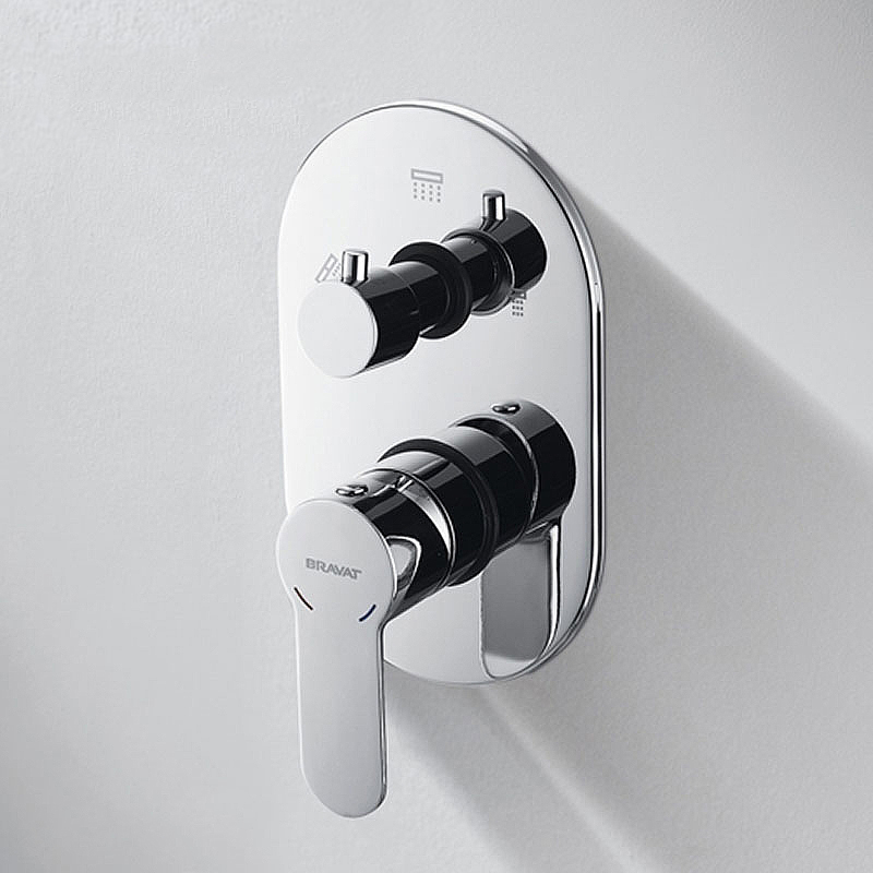 Bravat Luxury Rounded Chrome Wall Mount Shower Mixer